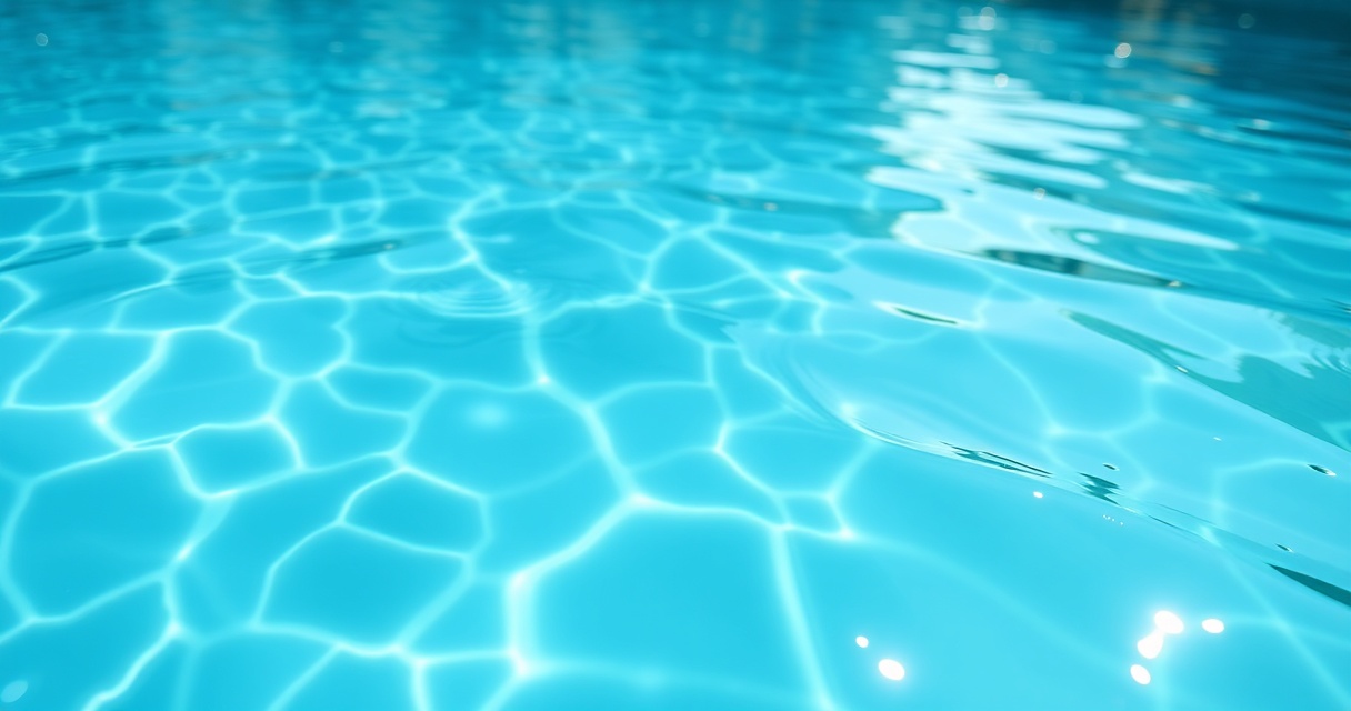 Kristallklares türkises Poolwasser mit Sonnenreflexen
